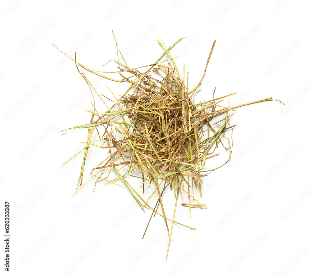 Small heap of straw on white background