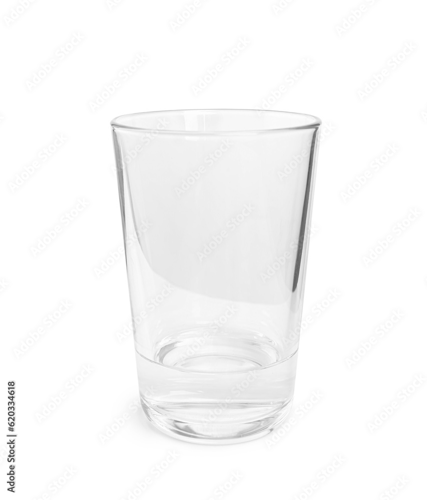 Glass of clean water on white background