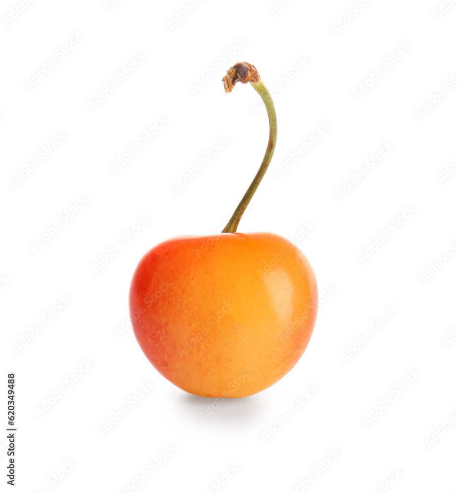 Sweet yellow cherry on white background