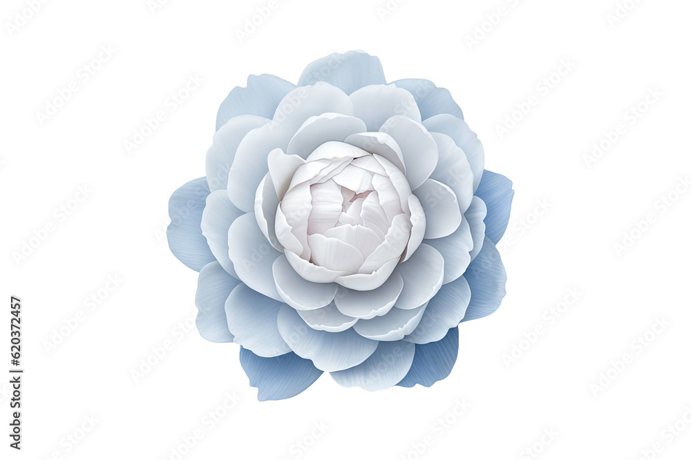 White lily distinguished peony blossom isolated on a transparent background.