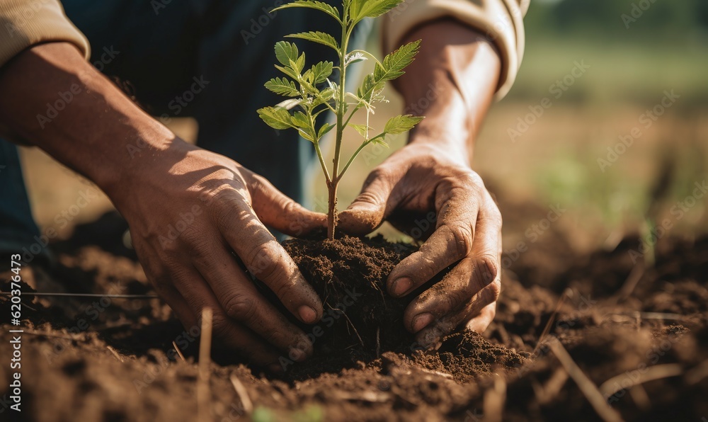 man planting a plant