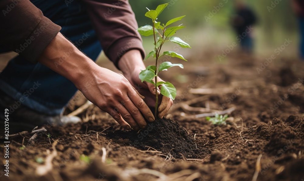 person planting a plant