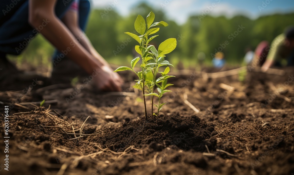 person planting a seedling