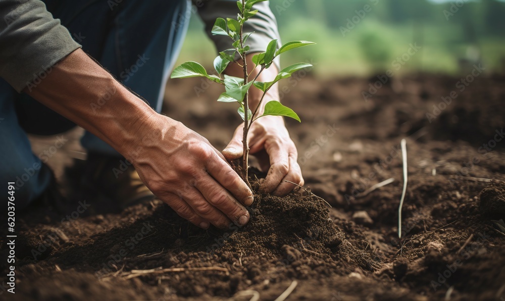 man planting a plant