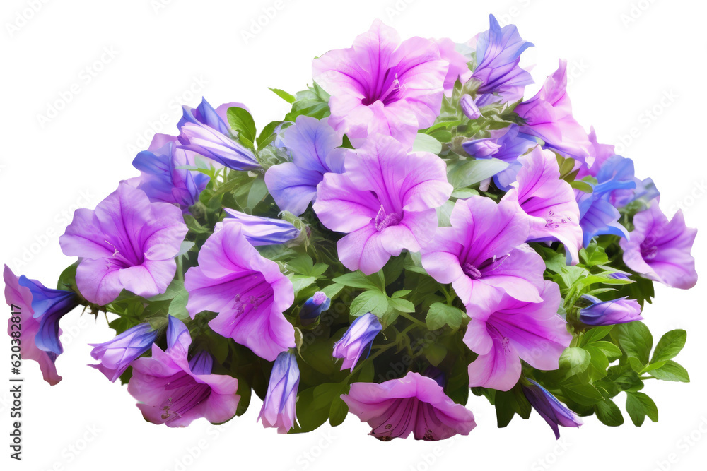 Campanula. Remove blue and pink blooms. Flower garden separated on a transparent transparent backgro