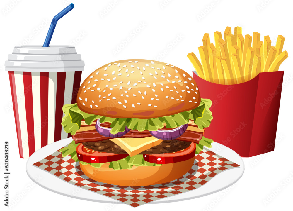 Isolated delicious hamburger cartoon