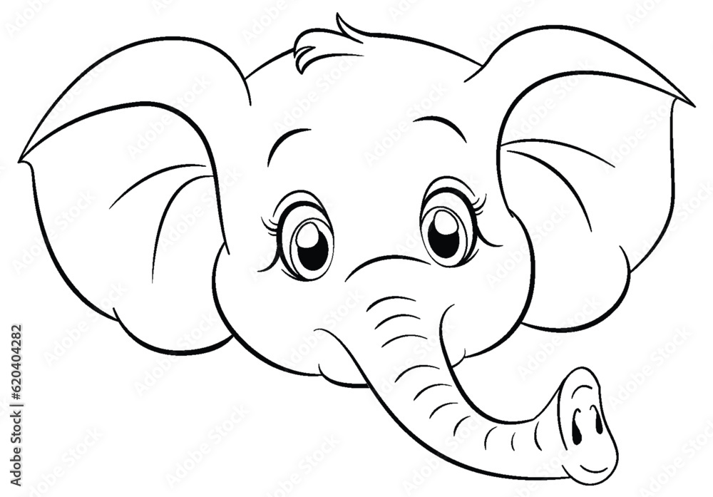 Coloring Page Outline of Cute Elephant