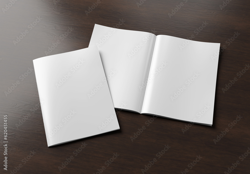 White blank A4 magazine Mockup isolated on white 3D rendering