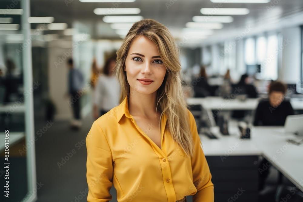 Business woman in office. Illustration AI Generative.