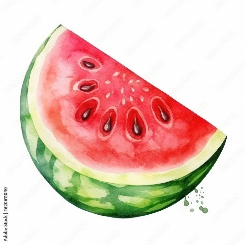 Watercolor watermelon isolated. Illustration AI Generative.