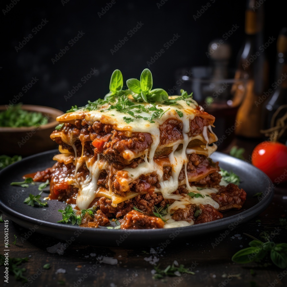 Lasagna bolognese. Illustration AI Generative.