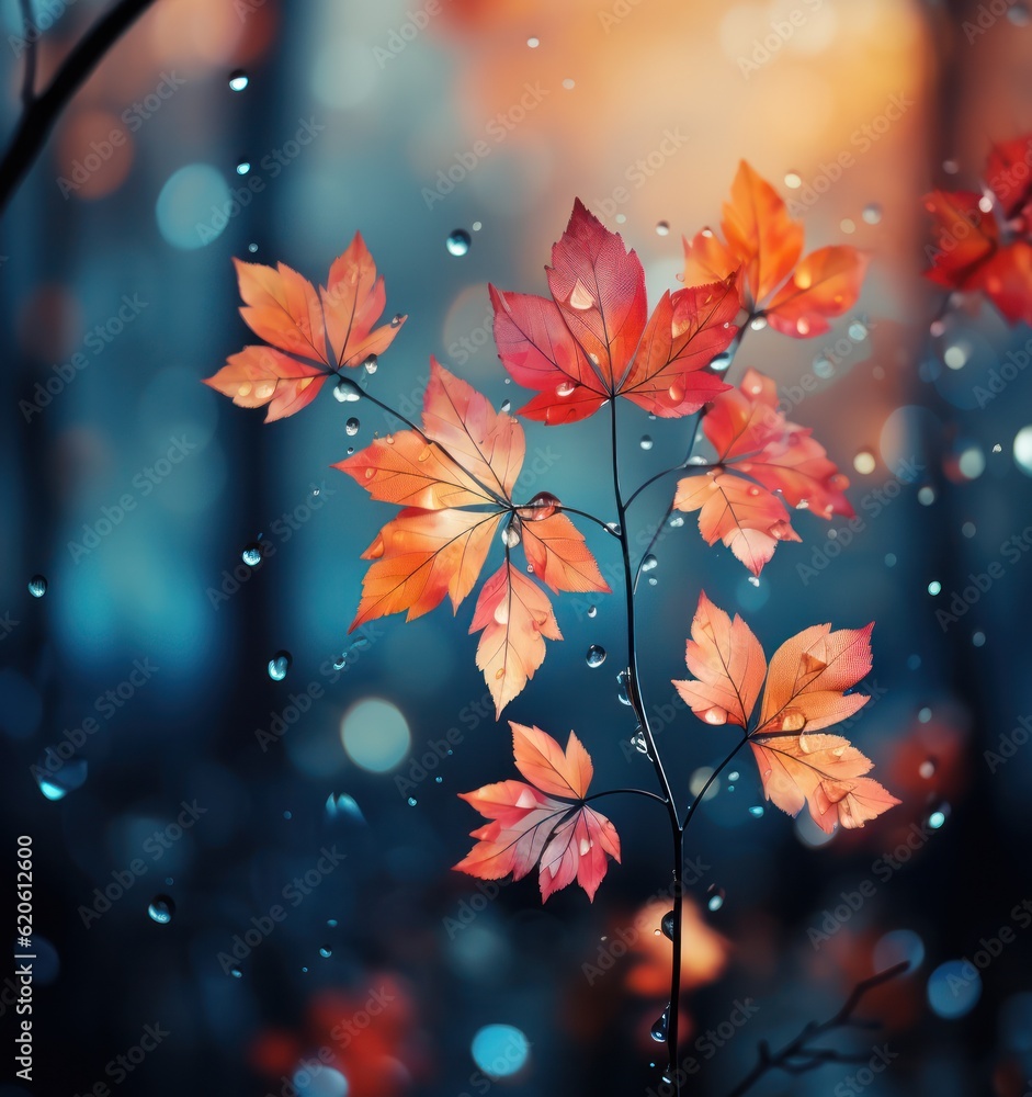 Autumn leaves background. Illustration AI Generative.