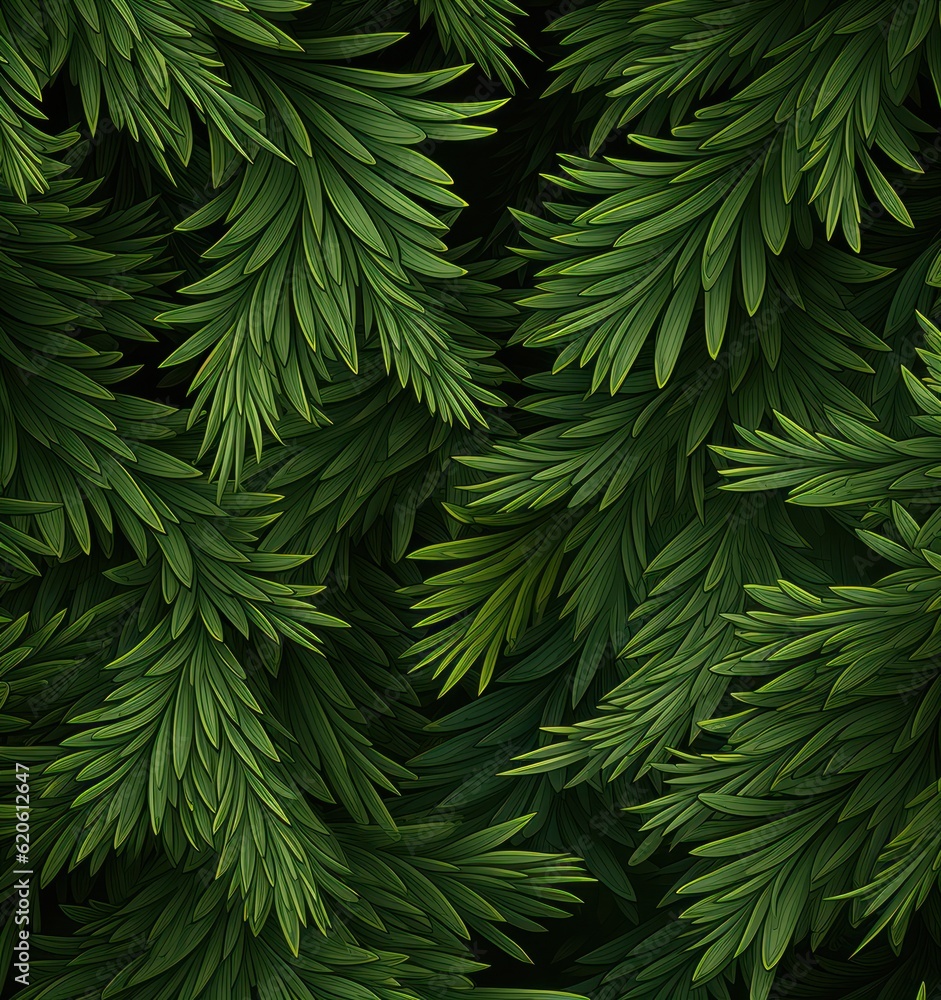 Dark green fir background. Illustration AI Generative.