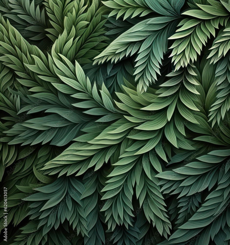 Dark green fir background. Illustration AI Generative.