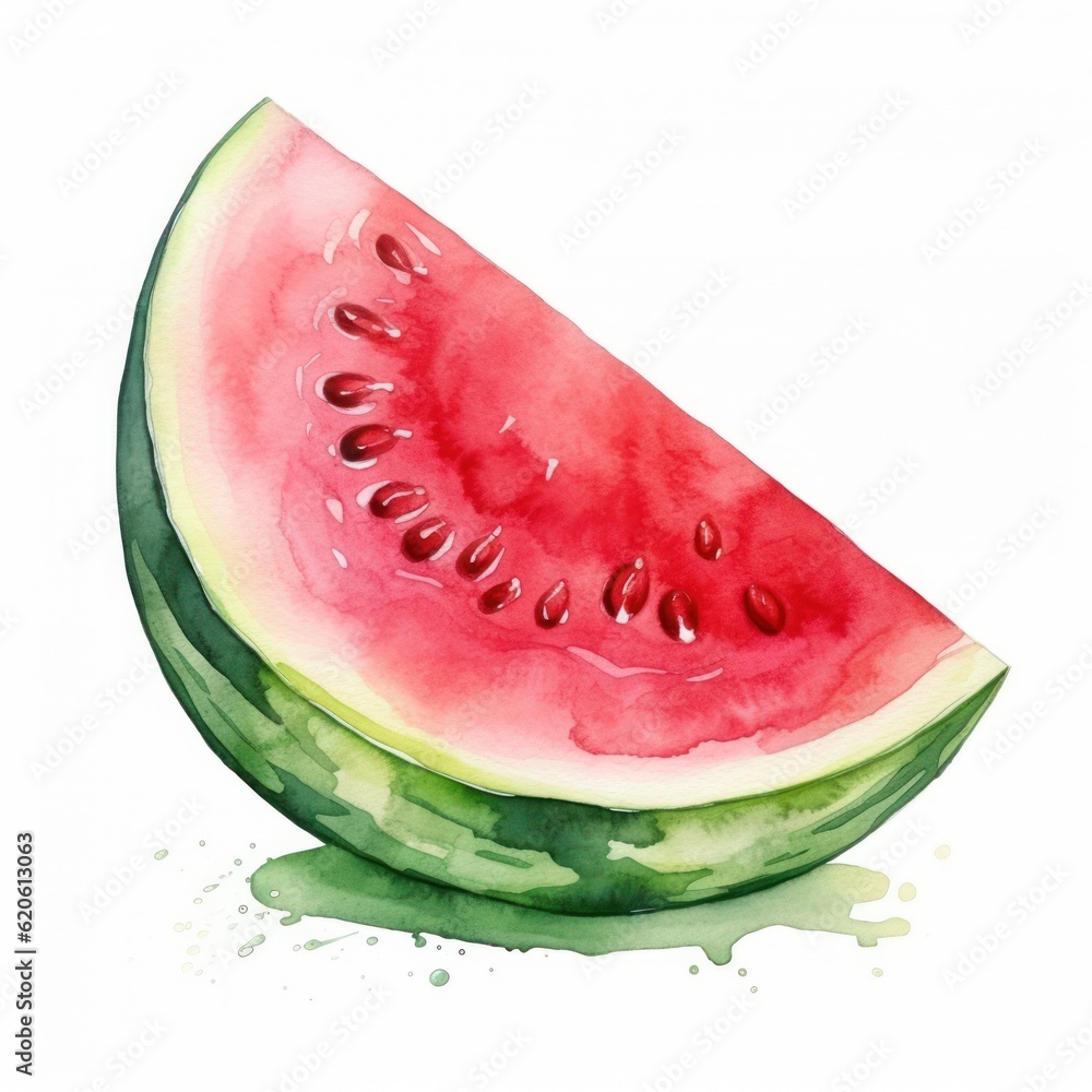 Watercolor watermelon isolated. Illustration AI Generative.