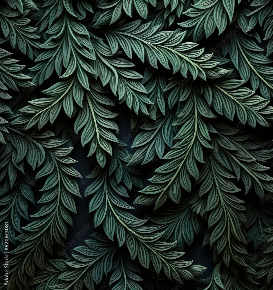 Dark green fir background. Illustration AI Generative.