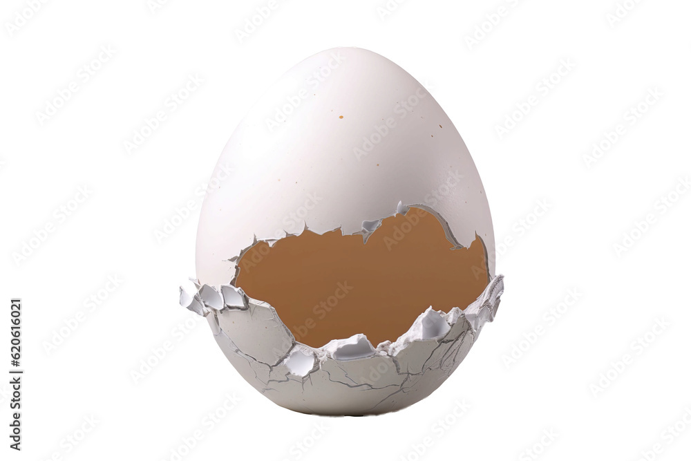 Cracked egg on a transparent canvas