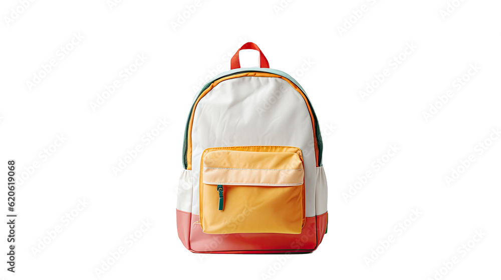 A school backpack is placed against a transparent background.