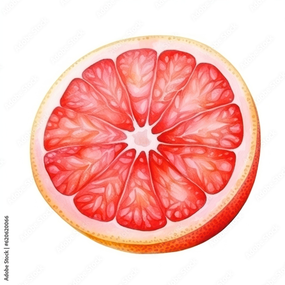 Watercolor red grapefruit. Illustration AI Generative.