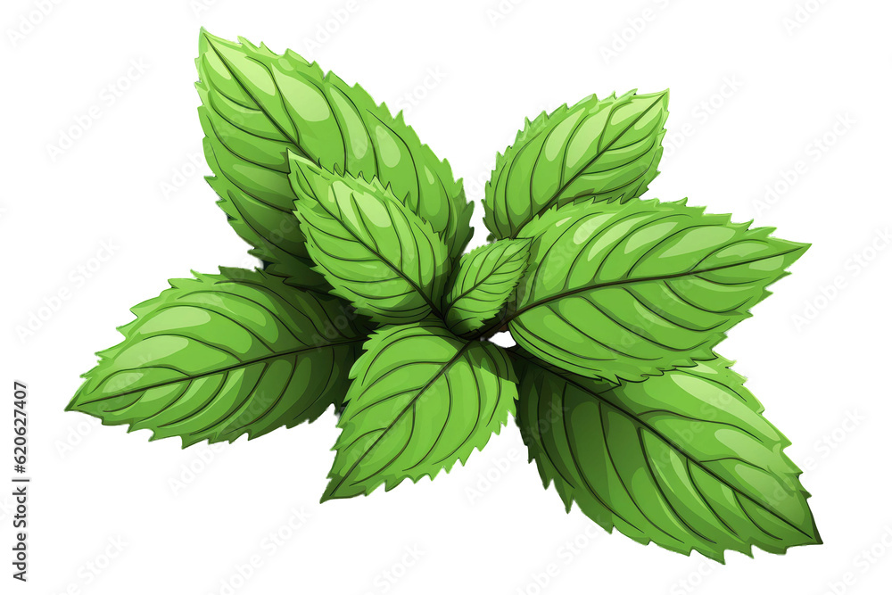  illustration of a mint leaf, depicted as a graphic design.