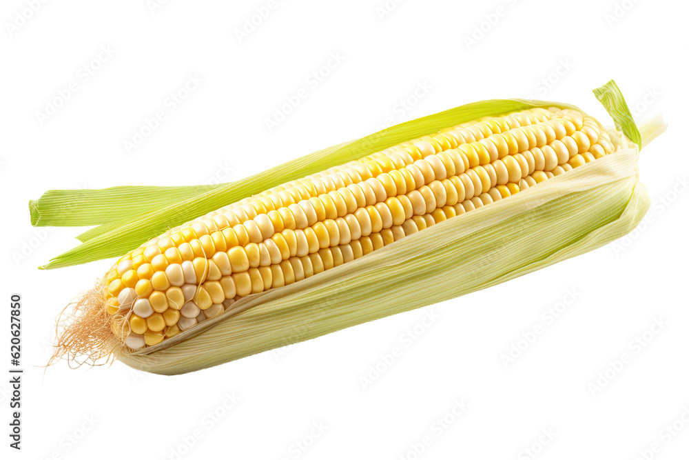 A pure transparent corn is seen separately on a transparent background. A clipping path is applied.