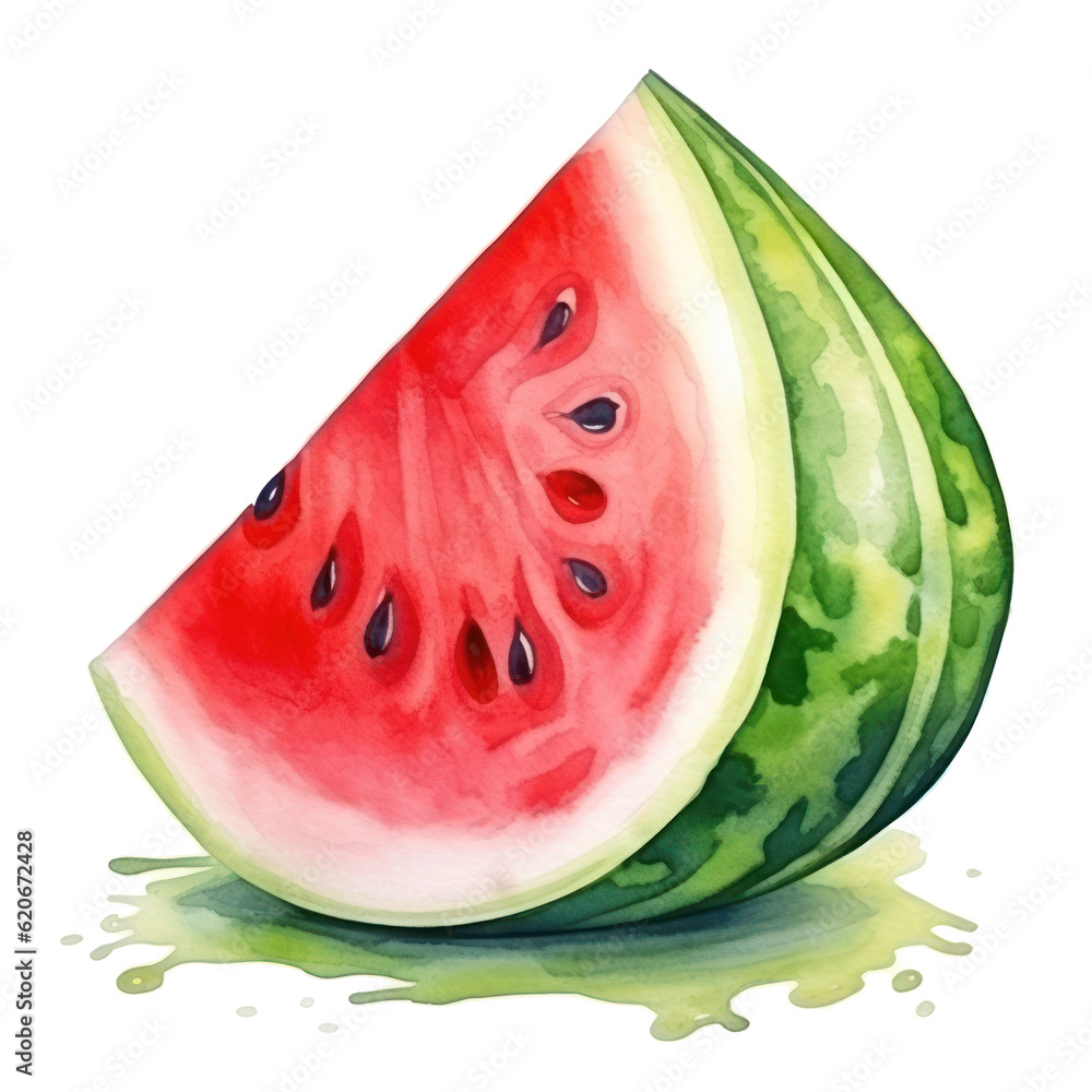 Watercolor watermelon isolated. Illustration AI Generative.