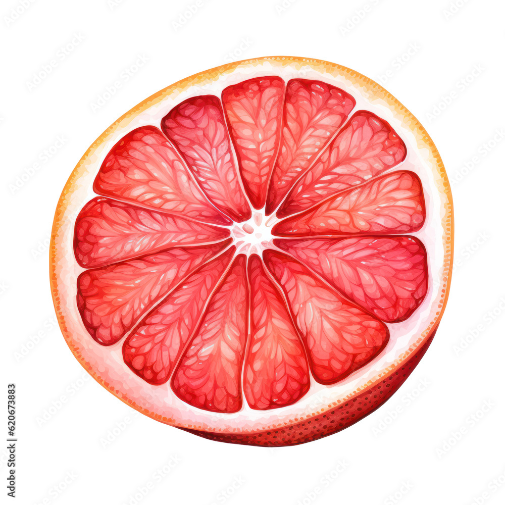 Watercolor red grapefruit. Illustration AI Generative.