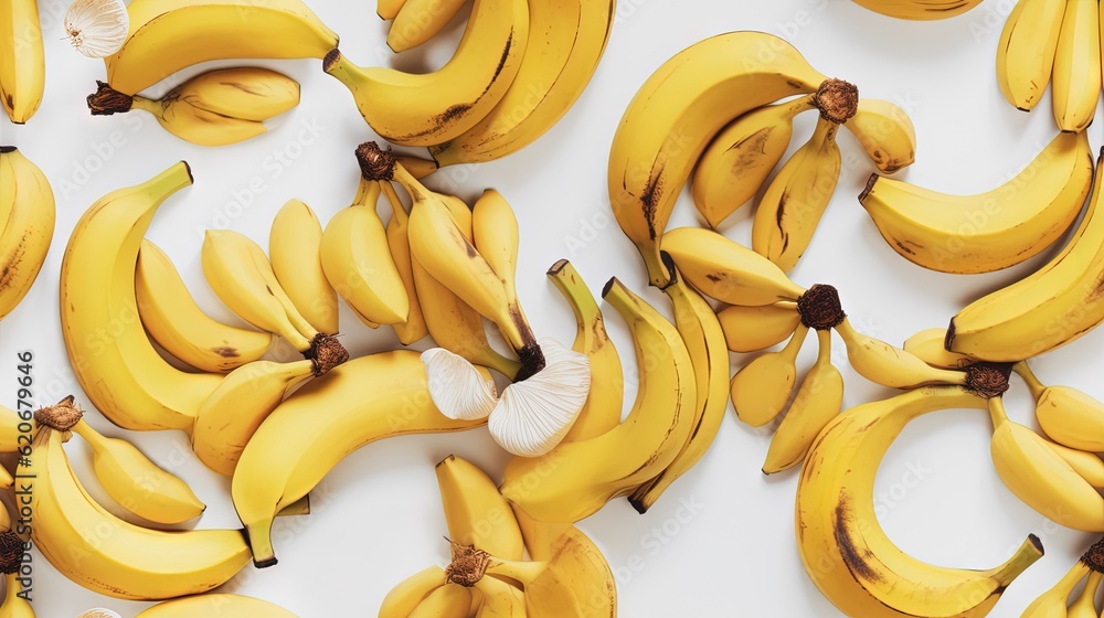  a bunch of bananas with garlic on top of them on a white background with a white background and a w