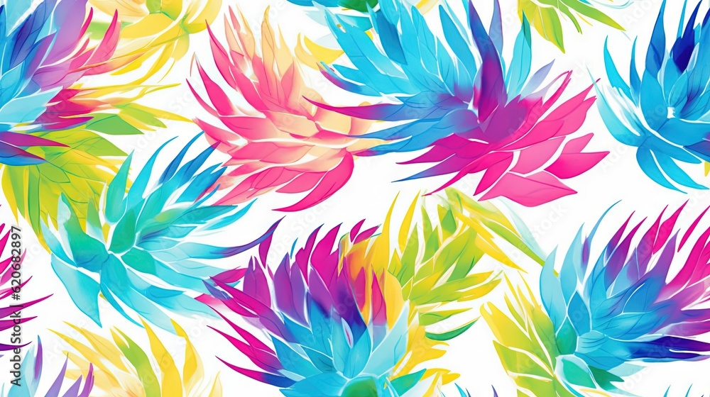  a colorful pattern of leaves on a white background, with a white background and a white background 