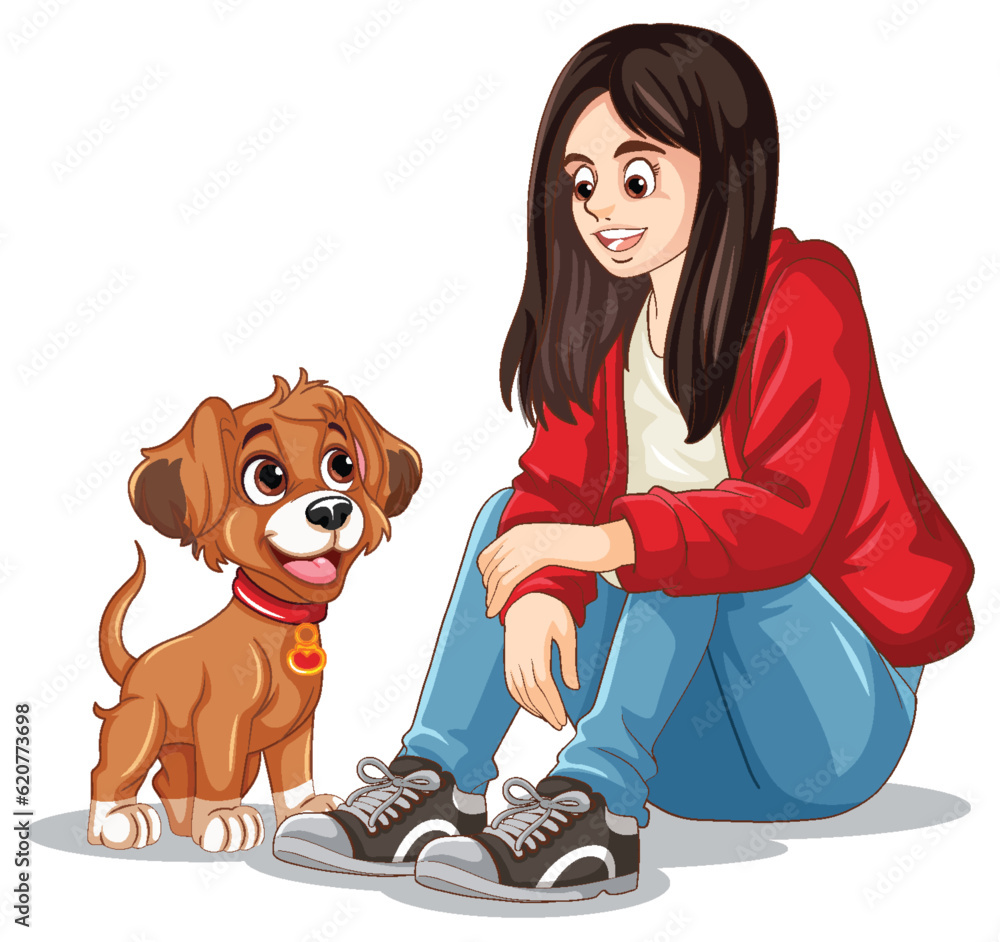 Teenage Girl with His Dog