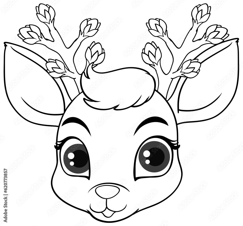 Coloring Page Outline of Cute Deer