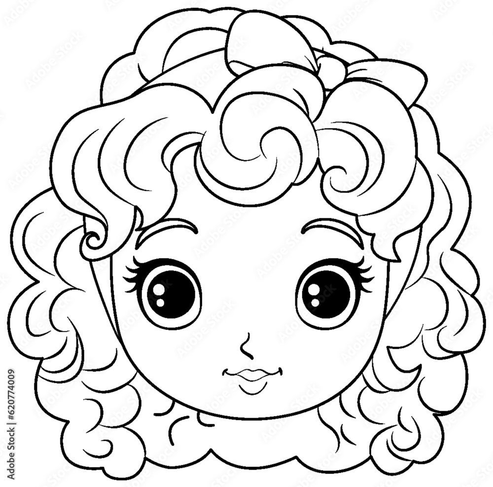 Cute Angel Head Outline for Creative Coloring