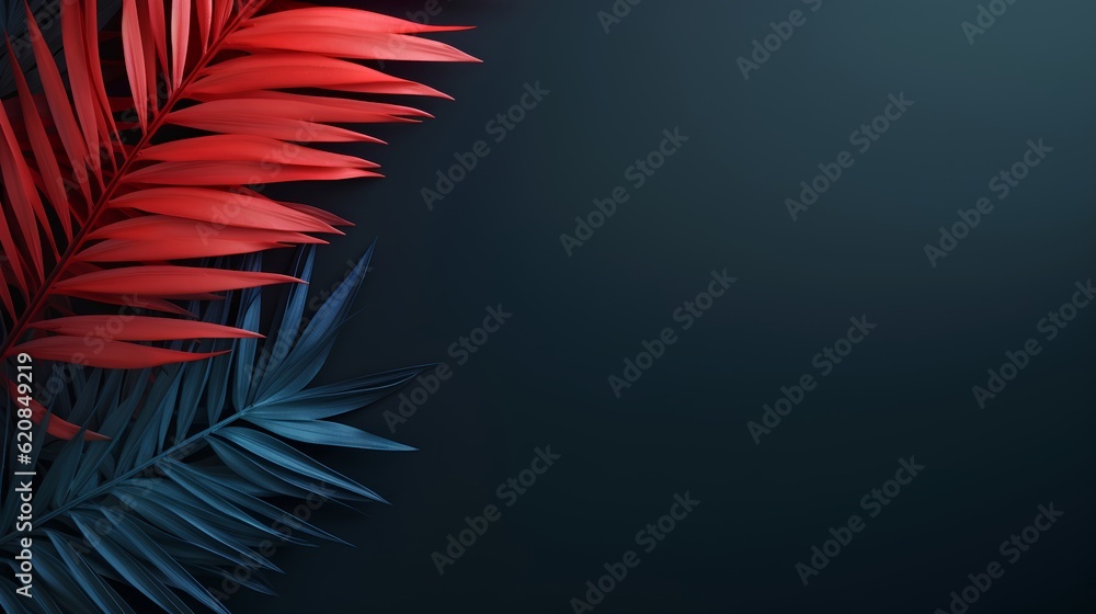 An abstract modern background features a stylized palm design, awash in a unique color blend of stri