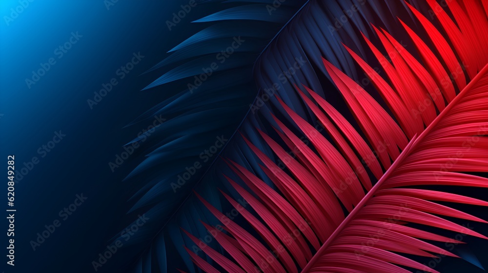 An abstract modern background features a stylized palm design, awash in a unique color blend of stri