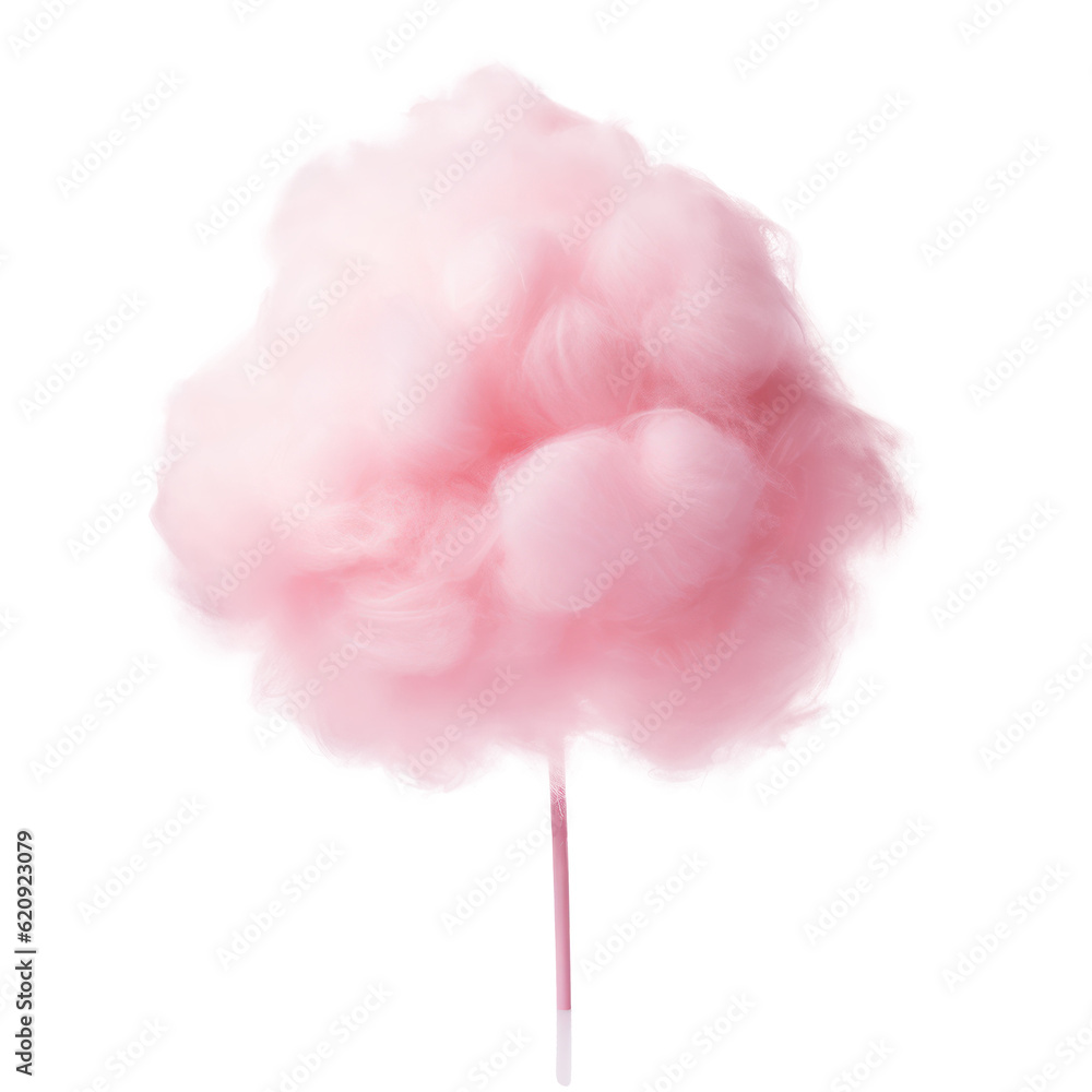 Pink cotton candy isolated. Illustration AI Generative.