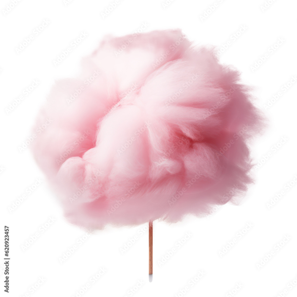 Pink cotton candy isolated. Illustration AI Generative.