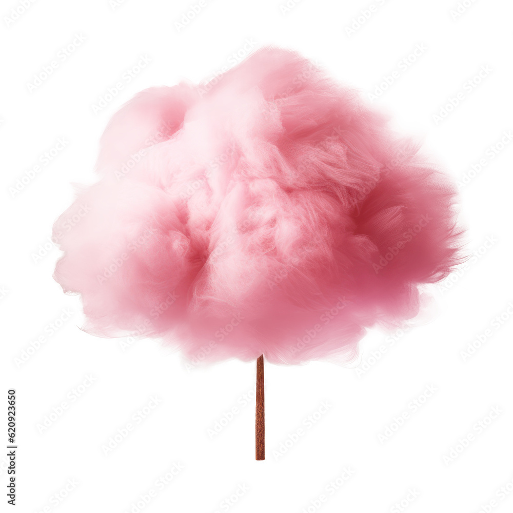 Pink cotton candy isolated. Illustration AI Generative.