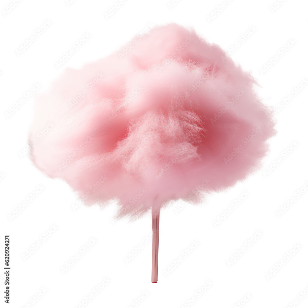 Pink cotton candy isolated. Illustration AI Generative.