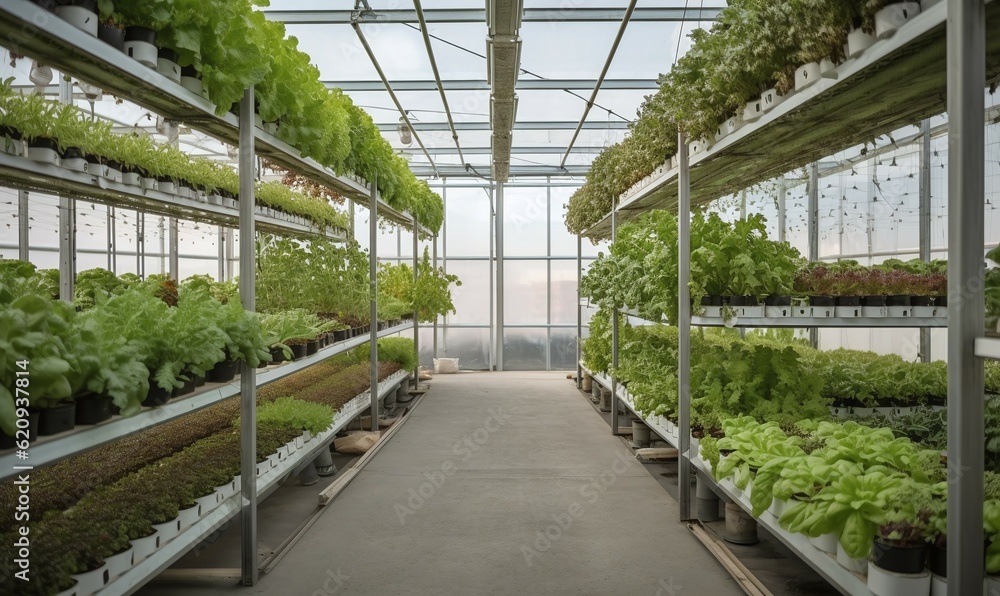 plants in greenhouse