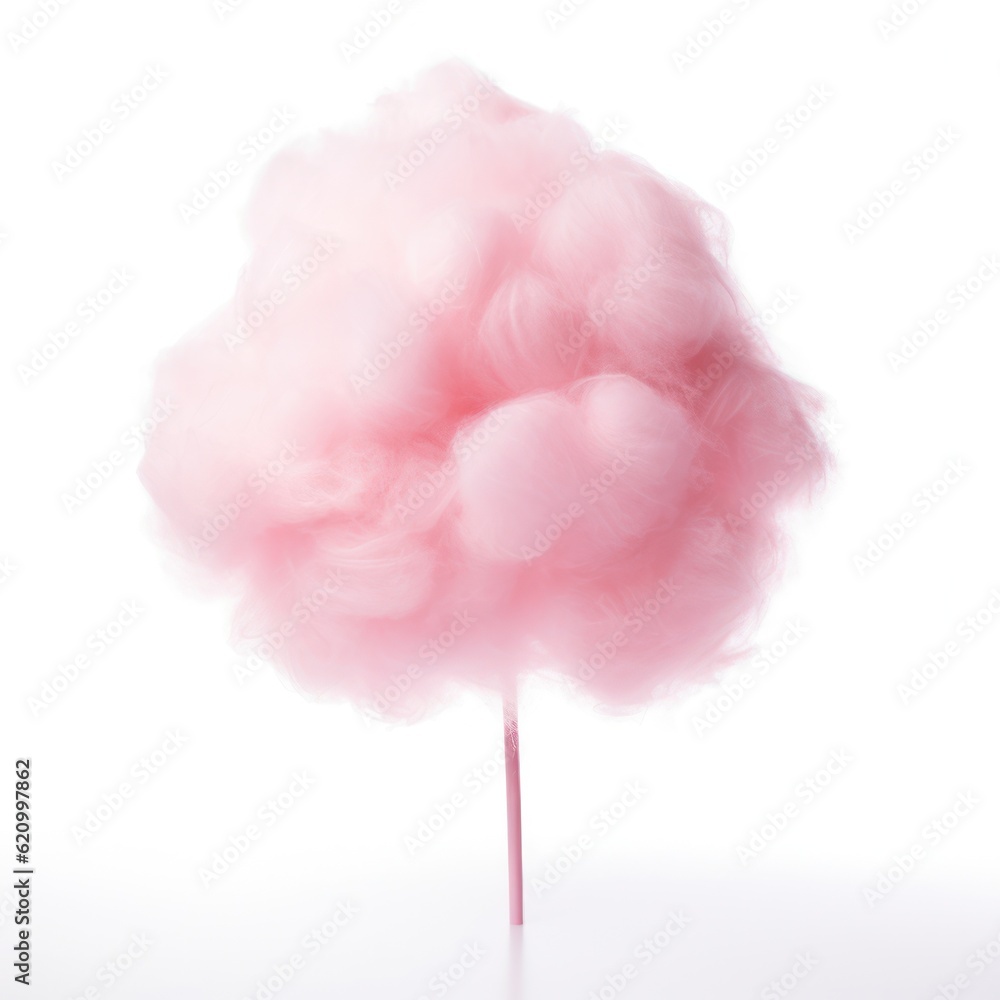 Pink cotton candy isolated. Illustration AI Generative.