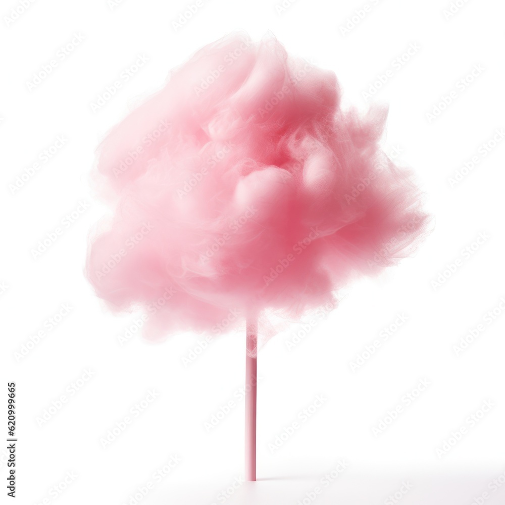 Pink cotton candy isolated. Illustration AI Generative.