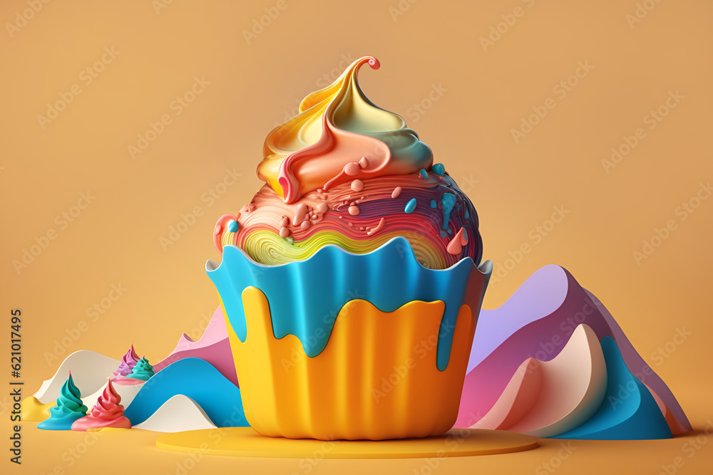 Sweet colorful cupcake Ai generated