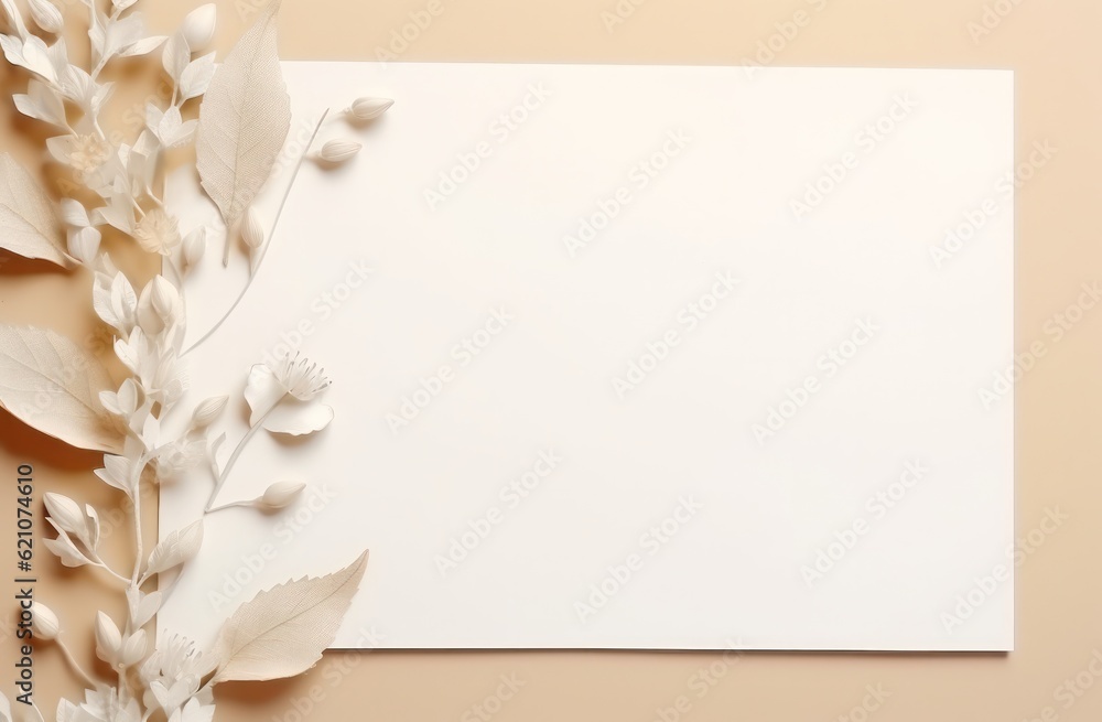 Empty note card natural background. Illustration AI Generative.