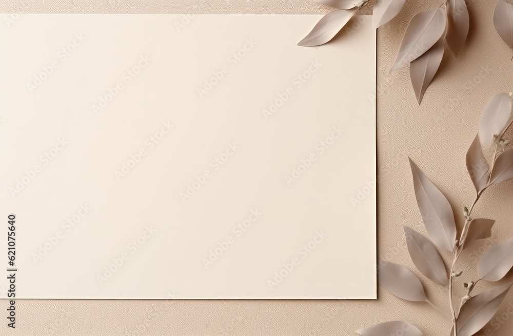 Empty note card natural background. Illustration AI Generative.