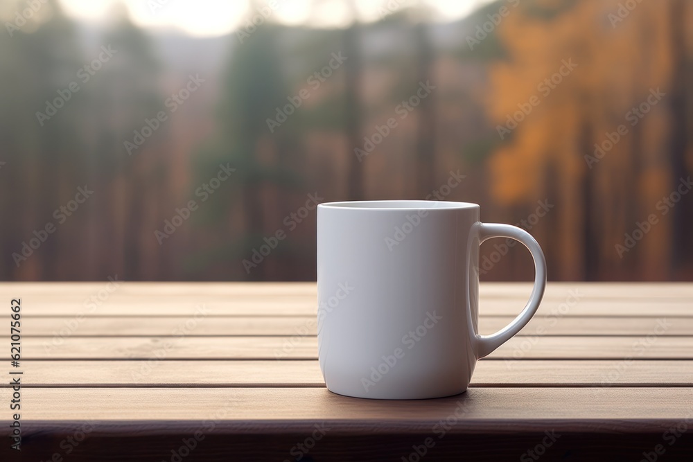 White mug mockup. Illustration AI Generative.