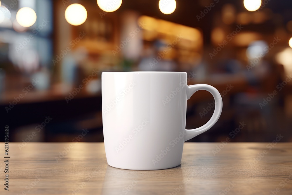 White mug mockup. Illustration AI Generative.