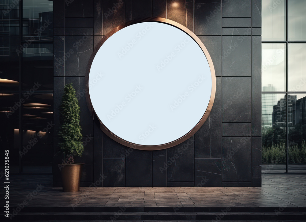 Empty circular frame mockup. Illustration AI Generative.