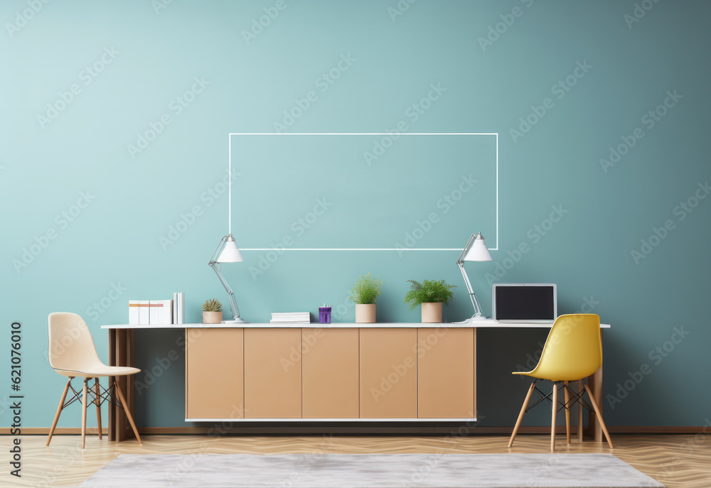 Modern office background. Illustration AI Generative.