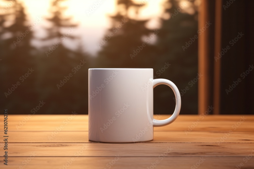 White mug mockup. Illustration AI Generative.