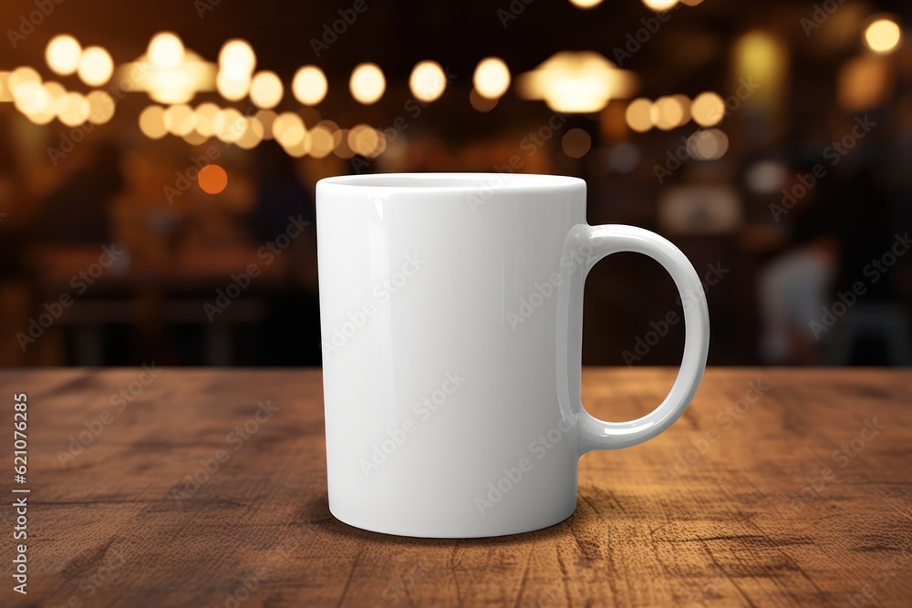 White mug mockup. Illustration AI Generative.